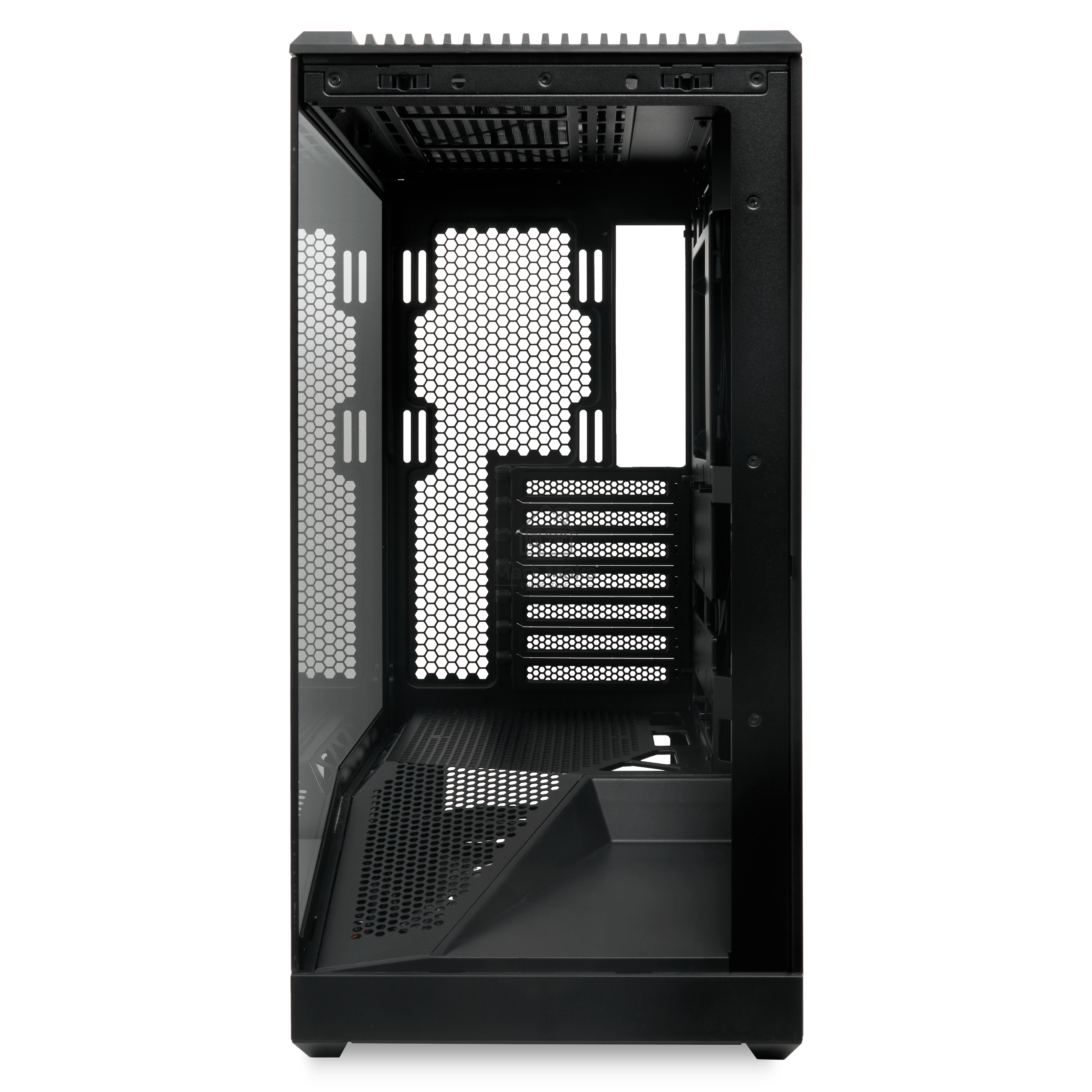 Компьютерный корпус без блока питания HSPD F711-TGbK, Panoramic Full Tower, Black, TG, 0.7 SPCC, no fans ATX, mATX, mITX 190/420/280мм 2x2.5