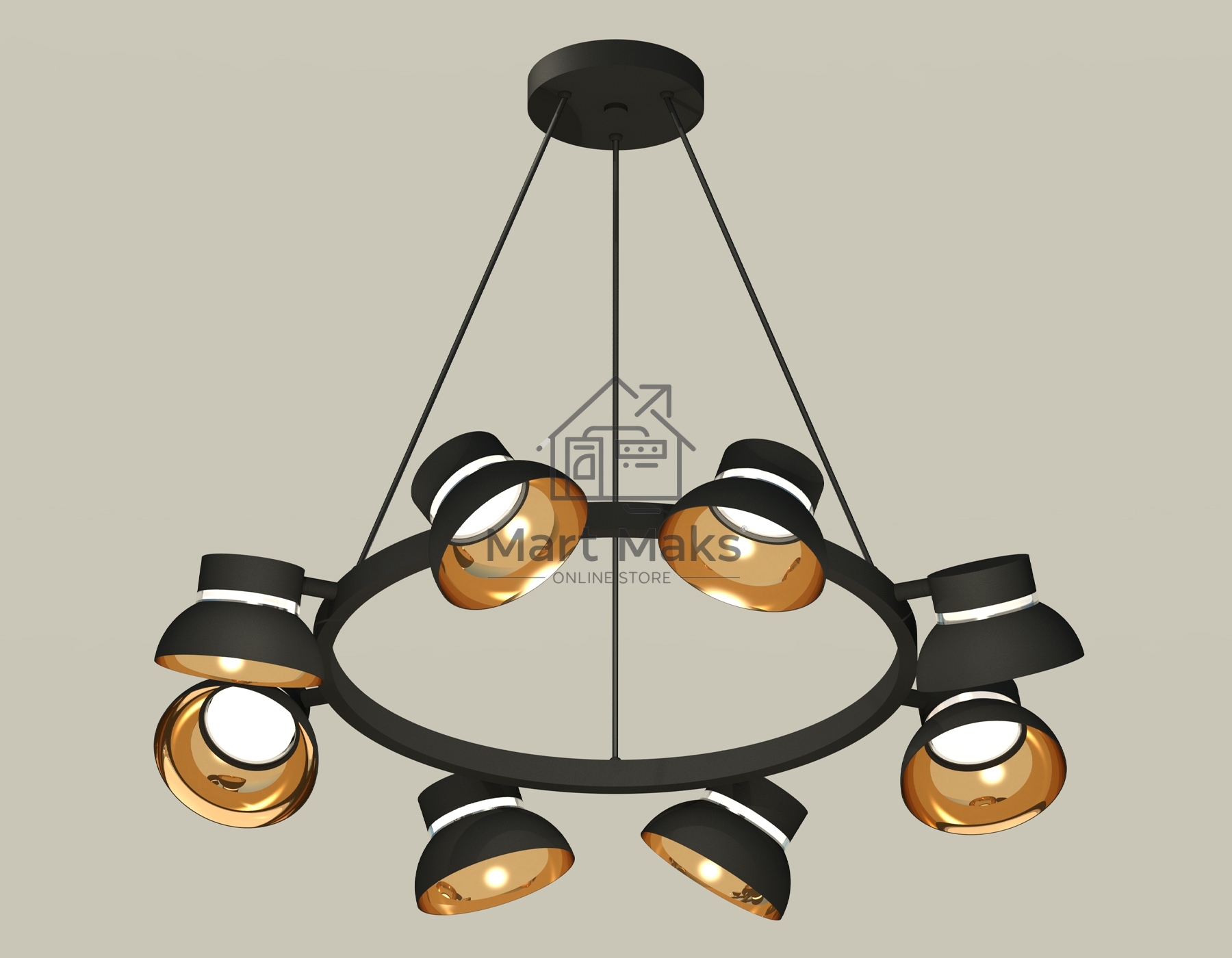 Светильник Ambrella light XB9198101/8 SBK/PYG/CL черный песок/золото желтое полированное/прозрачный GX53 (C9198, N8145)