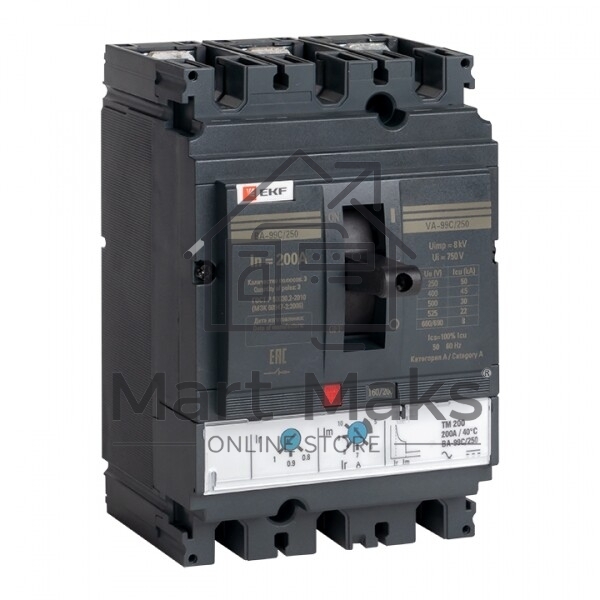 Выключатель автоматический 3п ВА-99C 250/200А 45кА EKF mccb99C-250-200
