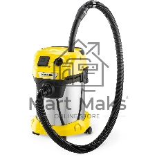 Строительный пылесос Karcher WD 3 P S V-17/4/20 желтый, 1000 Вт, уборка сухая/сбор воды, пылесборник мешок/контейнер, 17 л