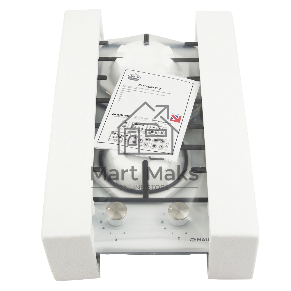 Газовая варочная панель Maunfeld EGHE.32.3EW/G Домино, • Тип: газовая 30см • Тип установки: независимая • Управление: фронтальное, переключатели поворотные • Нагревательный элемент: конфорка, 2шт • Мощность конфорок, Вт: 2600, 1700 • Материал исполнения: 