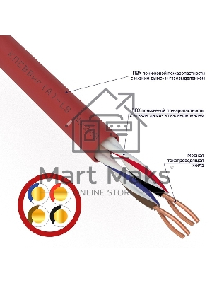 Кабель для пожарной сигнализации Rexant КПСВВнг(А)-LS 2x2x0,75 мм², бухта 200 м