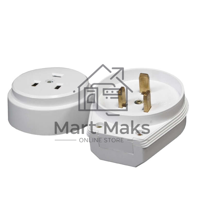 Разъем РШ-ВШ 32А 250В 2Р+РЕ откр. уст. бел. UNIVersal 1235