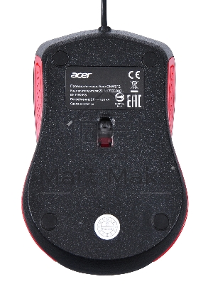 Мышь проводная Acer OMW012 черный/красный, 1200 dpi, USB, кнопки - 3
