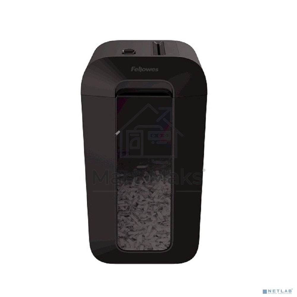 Шредер Fellowes PowerShred LX65 черный (секр.P-4)/перекрестный/10лист./22лтр./скрепки/скобы/пл.карты