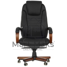 Кресло Бюрократ T-9923WALNUT/BLACK черный, кожа