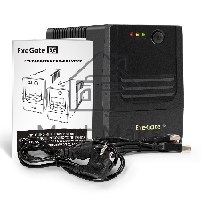 Источник бесперебойного питания ExeGate Power NB-850.LED.AVR.4C13.USB (850VA/510W, LED, AVR, 4*C13, USB, батарея 12V 9Ah, Black)