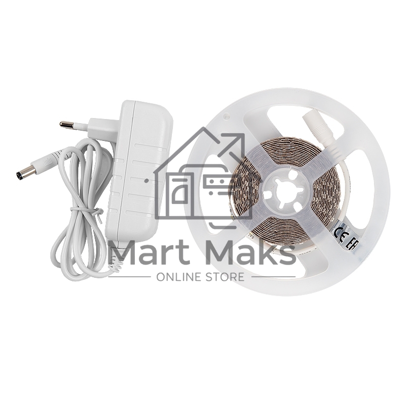 Лента светодиодная GLS-2835-120-9.6-12-IP20-PRO-6-3-KIT готовый комплект 3м с адаптером