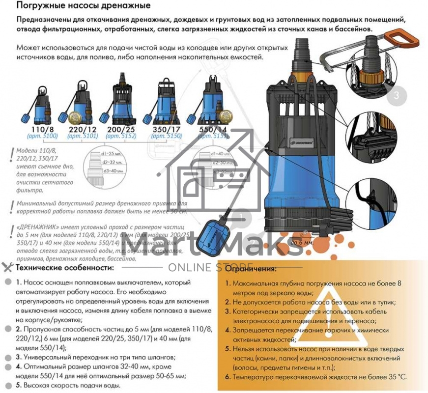 Насос погружной ДРЕНАЖНИК 220/12