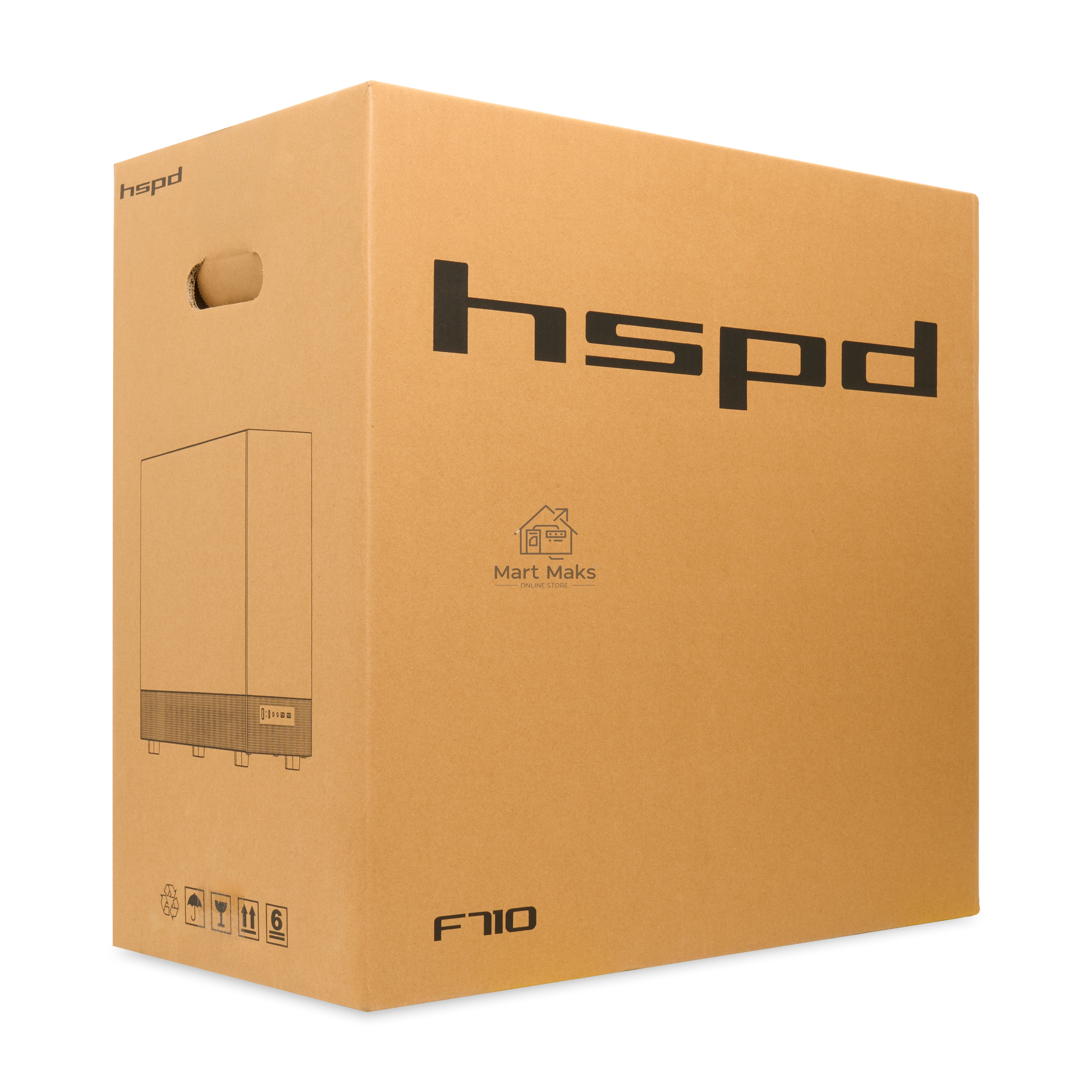 Компьютерный корпус  HSPD F710, Panoramic Mid Tower, черный, TG, 0.5 SPCC, 3x120mm ARGB E-ATX, ATX, mATX, mITX 185/395/270mm 2x2.5
