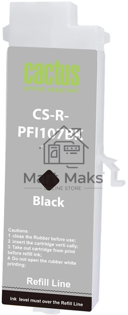 Картридж перезаправляемый струйный Cactus CS-R-PFI107BK черный для Canon imageProGRAF iPF670/680/685/770/780/785 без чипа