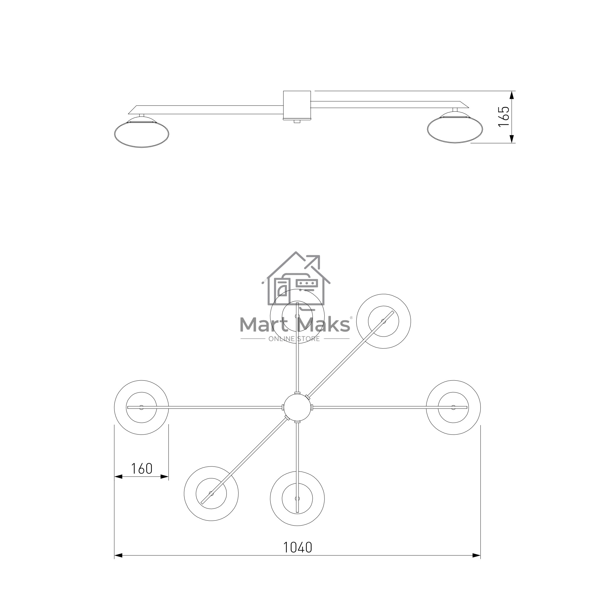 70220/6 / потолочный светильник / латунь Smart