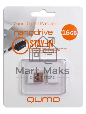 Флешка USB QUMO 16Gb, NANO QM16GUD-NANO-W белый