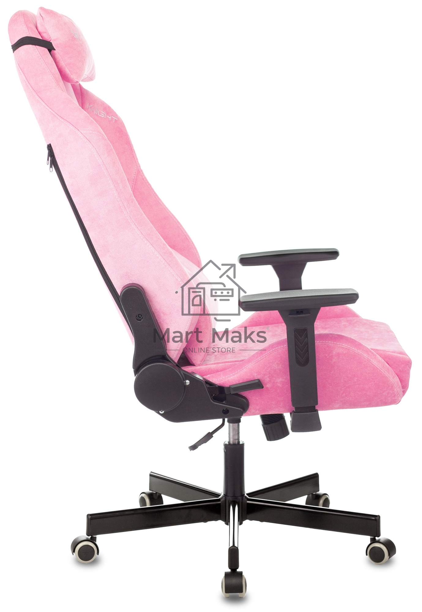 Кресло игровое Knight N1 Fabric розовый Velvet 36 с подголов. крестовина металл