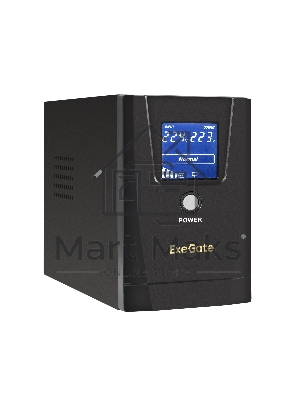 Источник бесперебойного питания ExeGate Power Smart ULB-500.LCD.AVR.2SH 500VA/300W, LCD, AVR, 2*Schuko, металлический корпус, черный