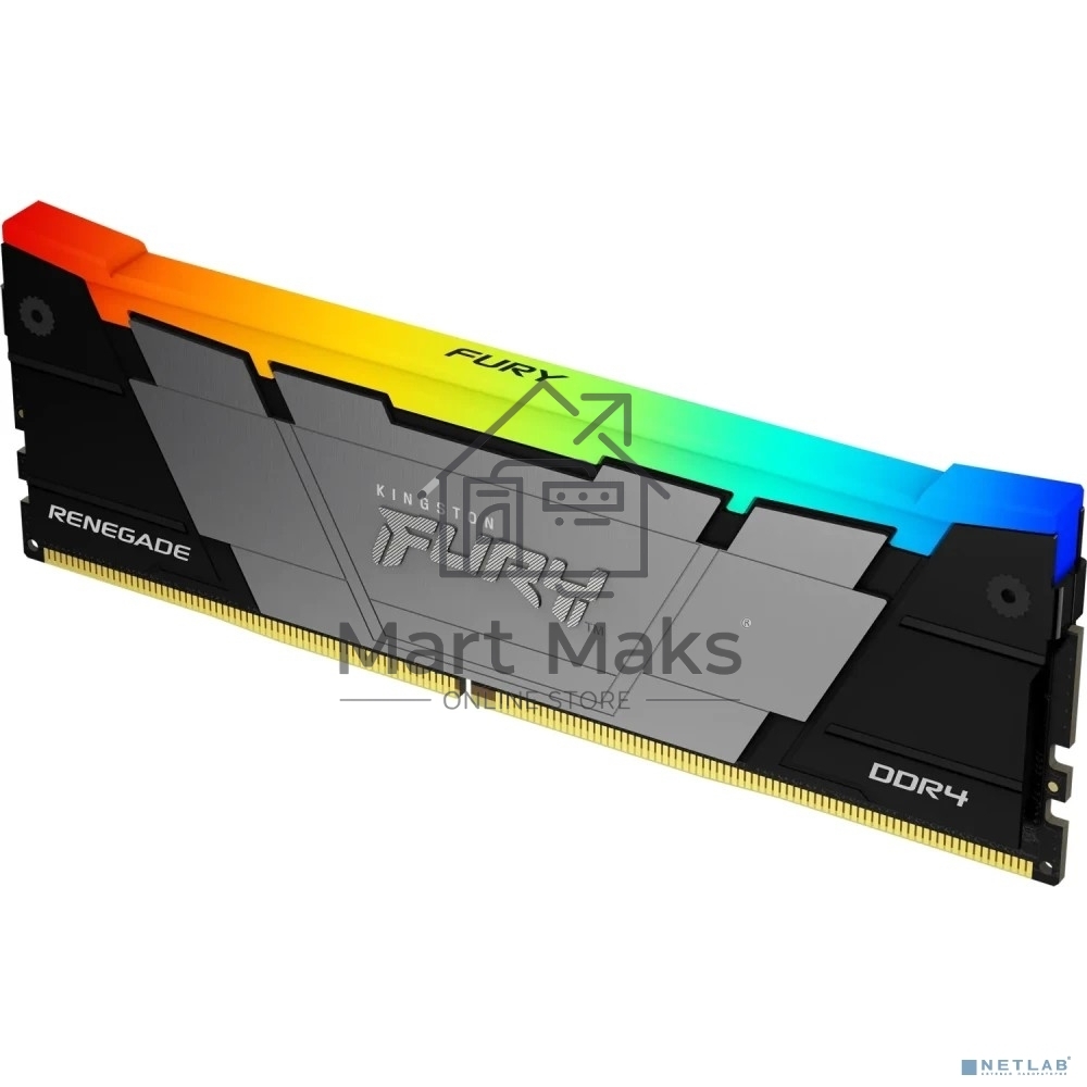 Оперативная память Kingston Fury Renegade, DDR4, 16GB (2x8GB), 3200MHz, CL16, DIMM, с радиаторами, RGB, черный
