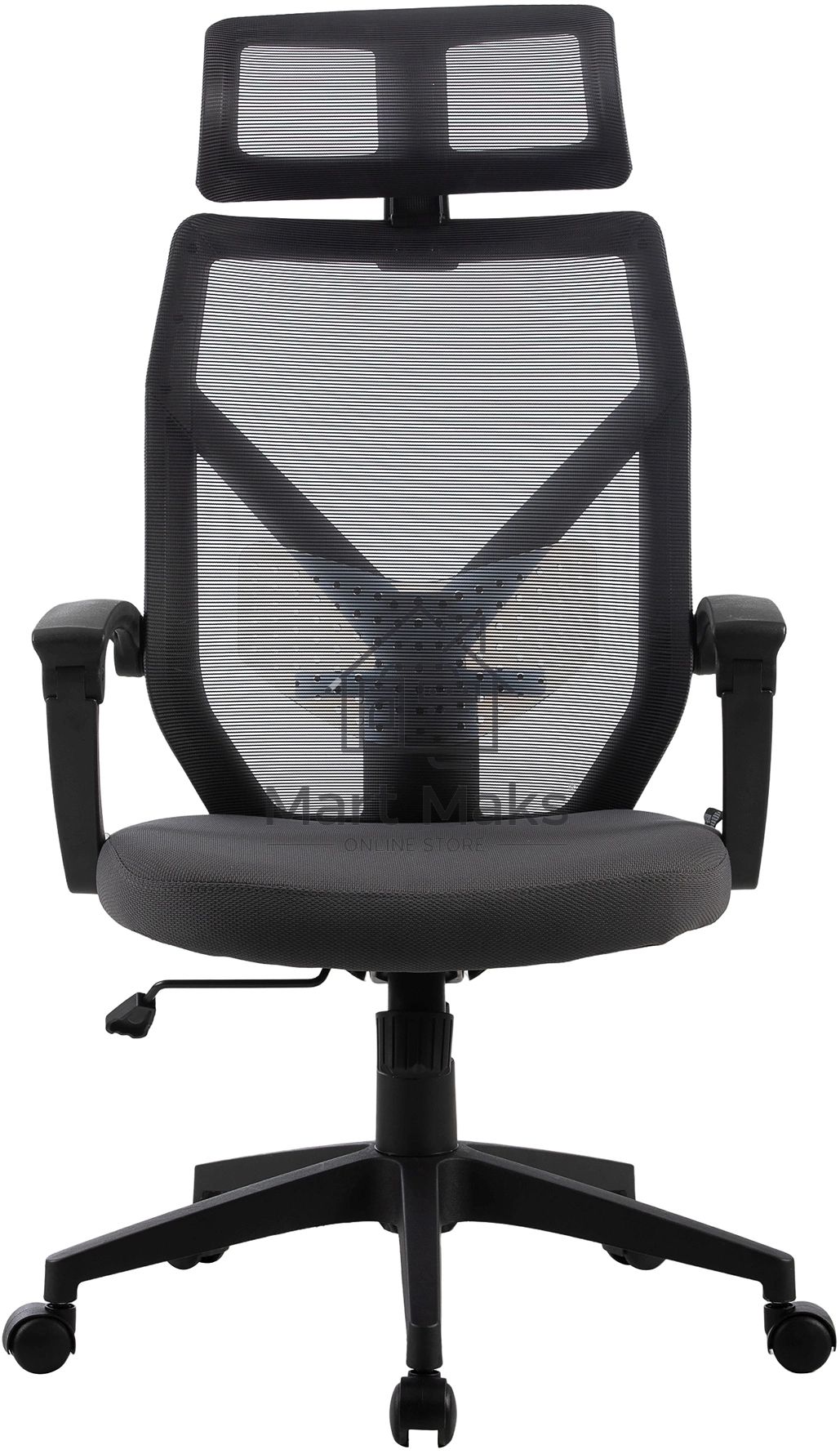 Кресло компьютерное Cactus CS-MC414-GY черный/серый, сетка/ткань, с подголов. крестов. пластик, пластик черный