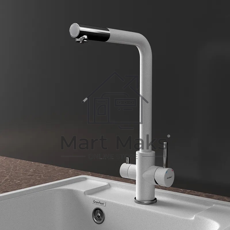 Кухонный смеситель GranFest Quarz GF-Z-5421, Г-образный, кран под фильтрованную воду, серый