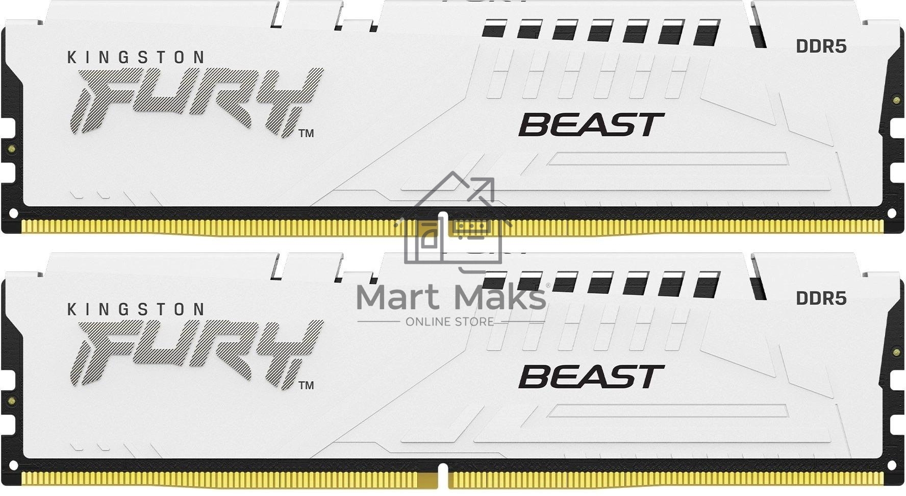 Оперативная память Kingston Fury Beast, DDR5, 32GB (2x16GB), 6000MHz, CL30, DIMM, с радиаторами, белый