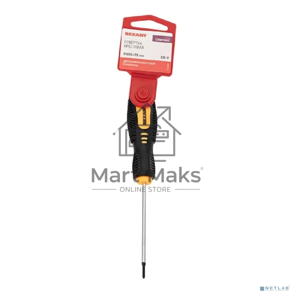 Отвертка крестовая PH 00х75 мм, двухкомпонентная рукоятка Rexant