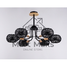Светильник Ambrella light TR80167/6 BK/LWD черный/светлое дерево E14/6 max 40W D690*370