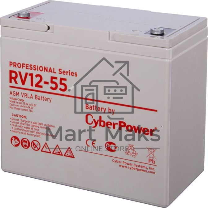 Батарея PS CyberPower Professional series RV 12-55 / 12V 60Ah operational life 12 years