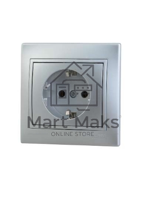 Розетка 1-м СП Мира керам. с заземл. метал. сер. Lezard 701-1010-122