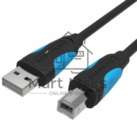 Кабель Vention USB 2.0 AM/BM - 3м. черный VAS-A16-B300