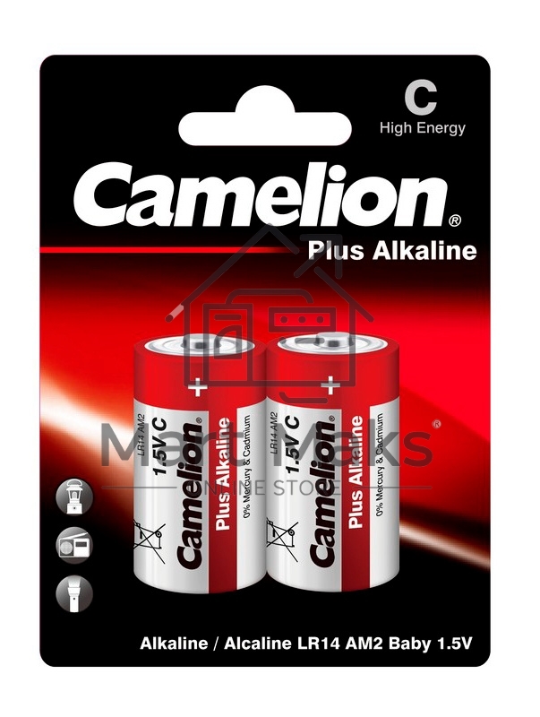 Элемент питания алкалиновый Camelion LR LR14 BL-2 (блист.2шт) 1.5 В