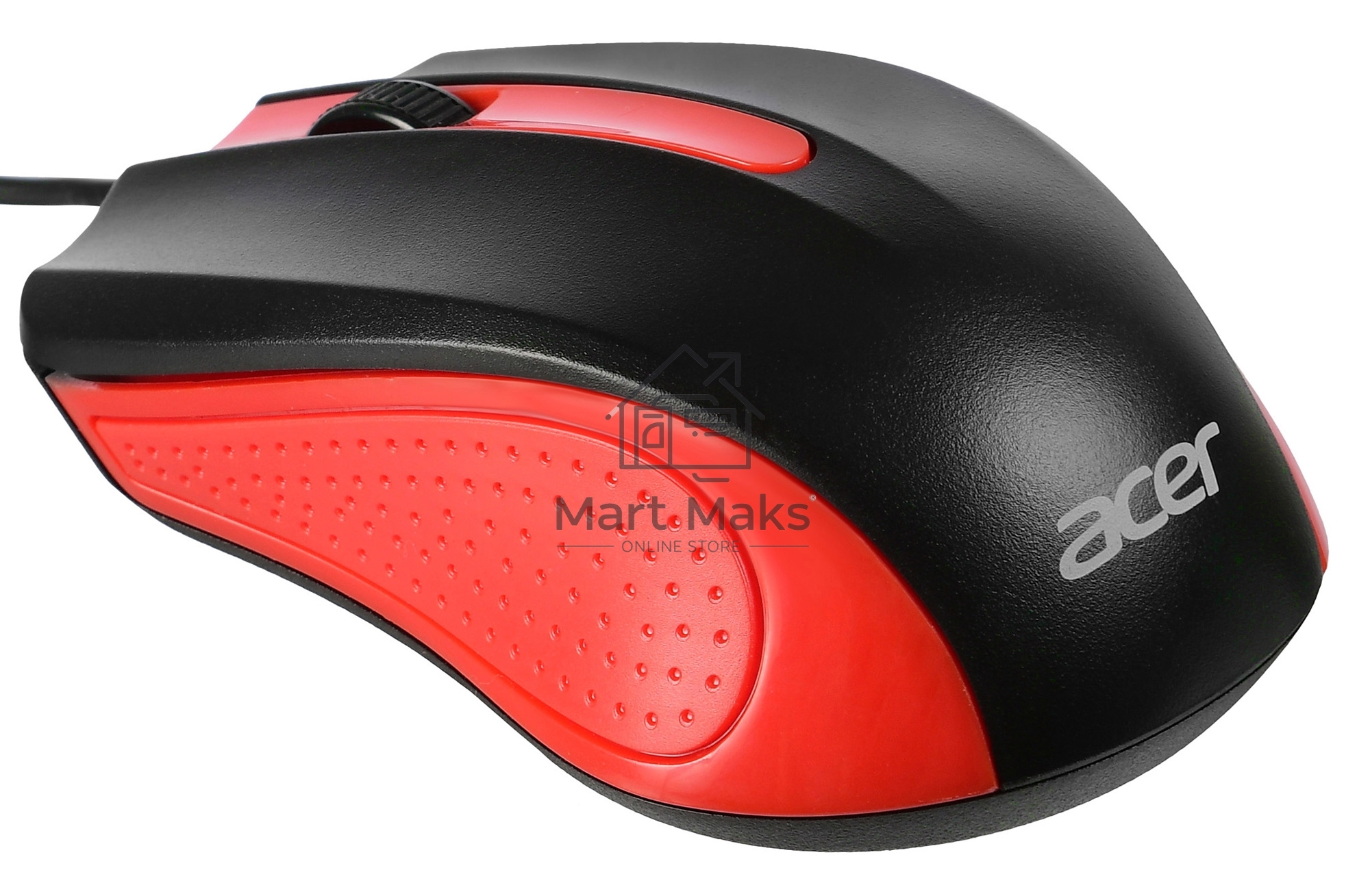 Мышь проводная Acer OMW012 черный/красный, 1200 dpi, USB, кнопки - 3