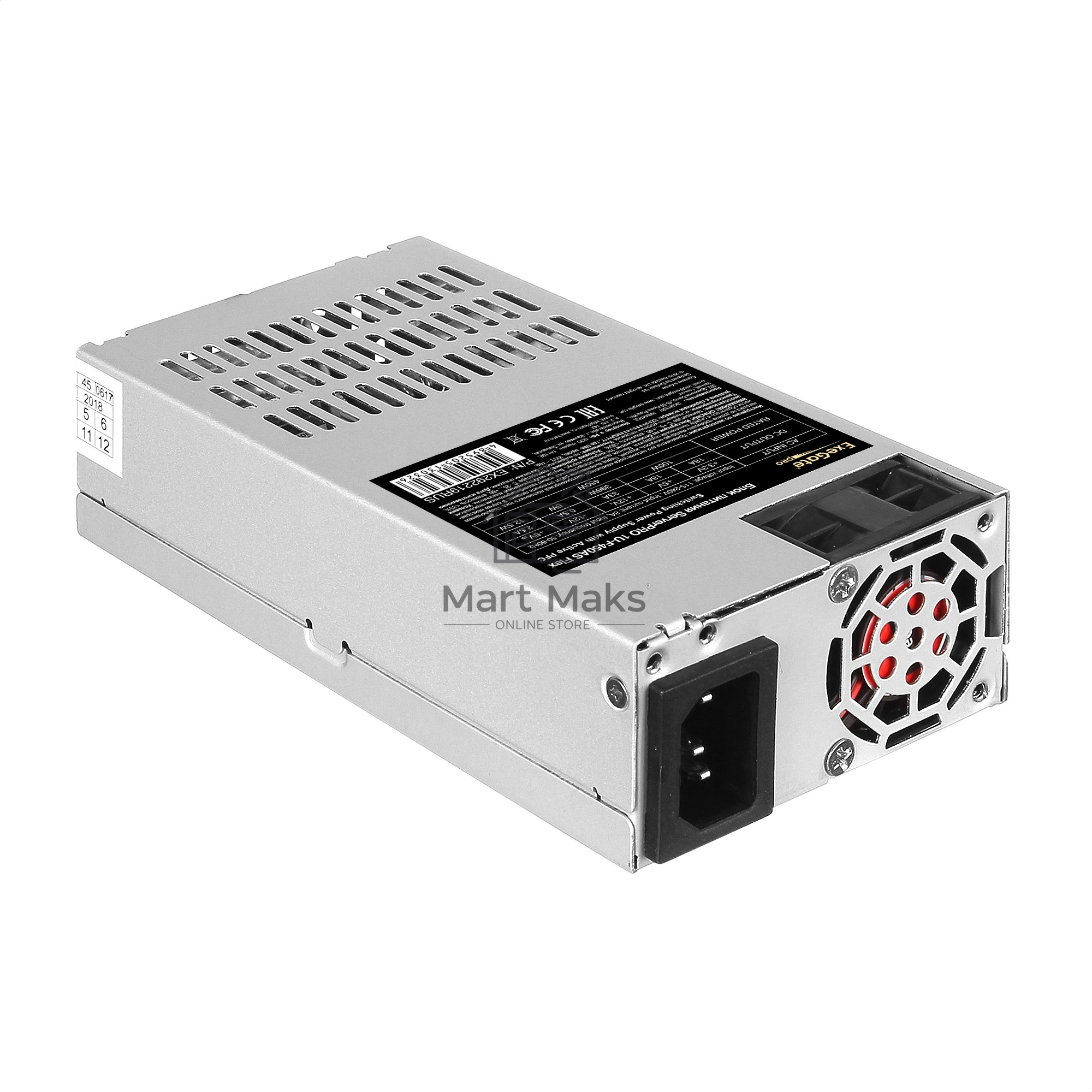 Блок питания серверный 450W ExeGate EX292219RUS ServerPRO-1U-F450AS (Flex ATX, APFC, КПД 80% (80 PLUS), 4cm fan, 24pin, 4pin, 3xSATA, 2xIDE)