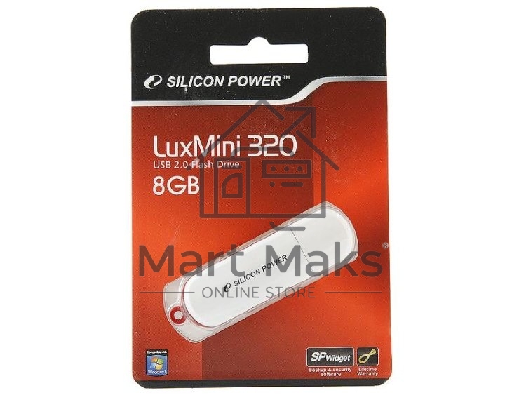 Флешка USB Silicon Power R/W 8Gb LuxMini 320 SP008GBUF2320V1W USB2.0 белый