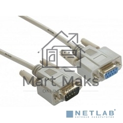 Кабель Greenconnect Кабель удлинитель 10m COM RS-232 порта (GCR- DB9CM2F-10m) 9M AM / 9F AF, пакет