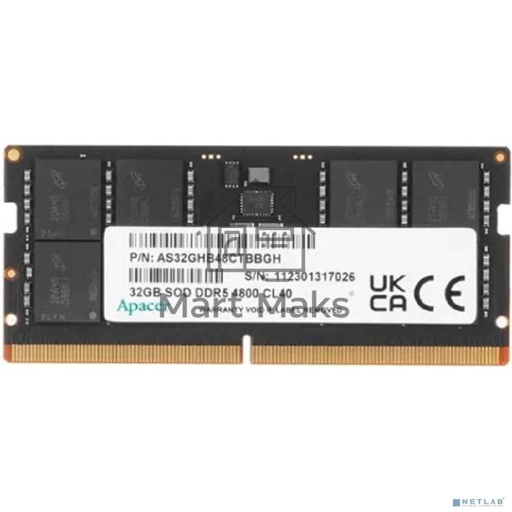 Оперативная память Apacer, DDR5, 32GB (1x32GB), 4800MHz, CL40, SO-DIMM