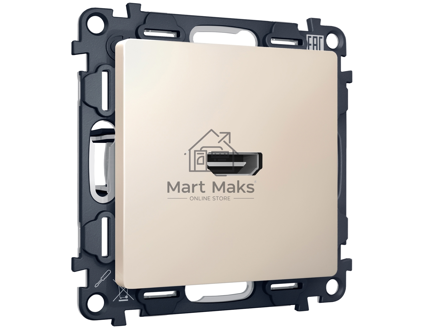 Комплект механизма розетки HDMI 2.0 ALFA Бежевый матовый 40V/500mA 2.0GHz 5-18Gbit/s QUANT (AP3340, VM222) MA334010