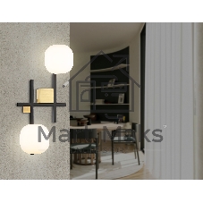 Настенный светильник Ambrella light LH51019/2 BK/BS/FR черный/латунь/белый матовый G9*2 max 28W 230*170*480