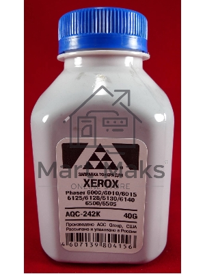 Тонер XEROX Phaser 6000/6010/6015/6125/6128/6130/6140/6500/6505 черный, (фл.40г.) AQC фас. России