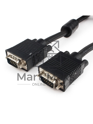 Кабель VGA Premium Cablexpert CC-PPVGA-15M-B, 15M/15M, 15м, черный, тройной экран, феррит.кольца, пакет