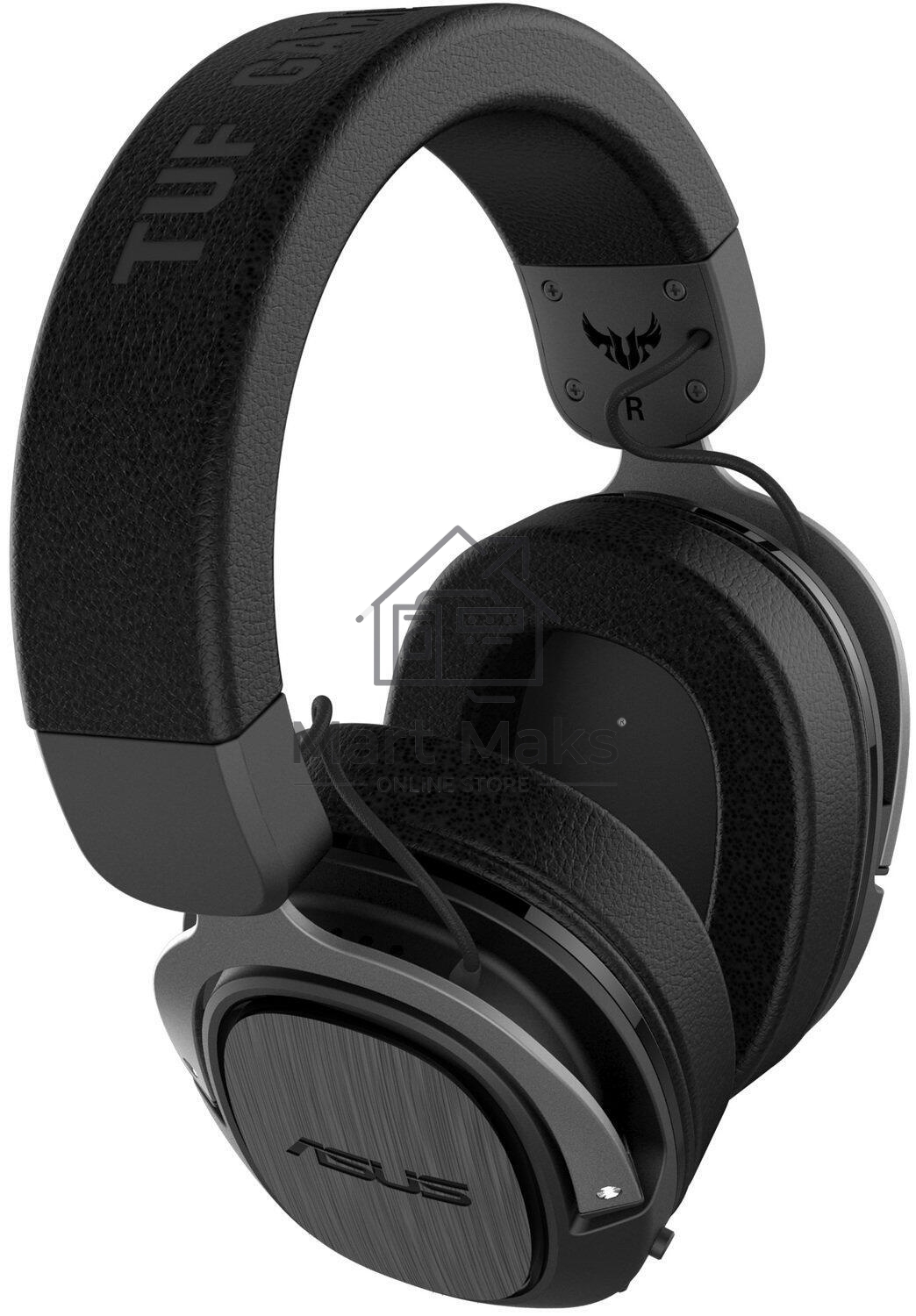 Игровые наушники чёрно-серые ASUS TUF Gaming H3 WL (2.4 ГГц, 7.1 виртуально, 50мм, неодимовые магниты, 32 Ом, 20~20000 Гц, микрофон, USB-C, PC, Mac, PS4, Nintendo Switch, Xbox One, 90YH02ZG-B3UA00)