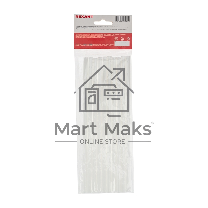 Стержни клеевые Rexant Ø 7 мм, 200 мм, белые (10 шт./уп.) (хедер)