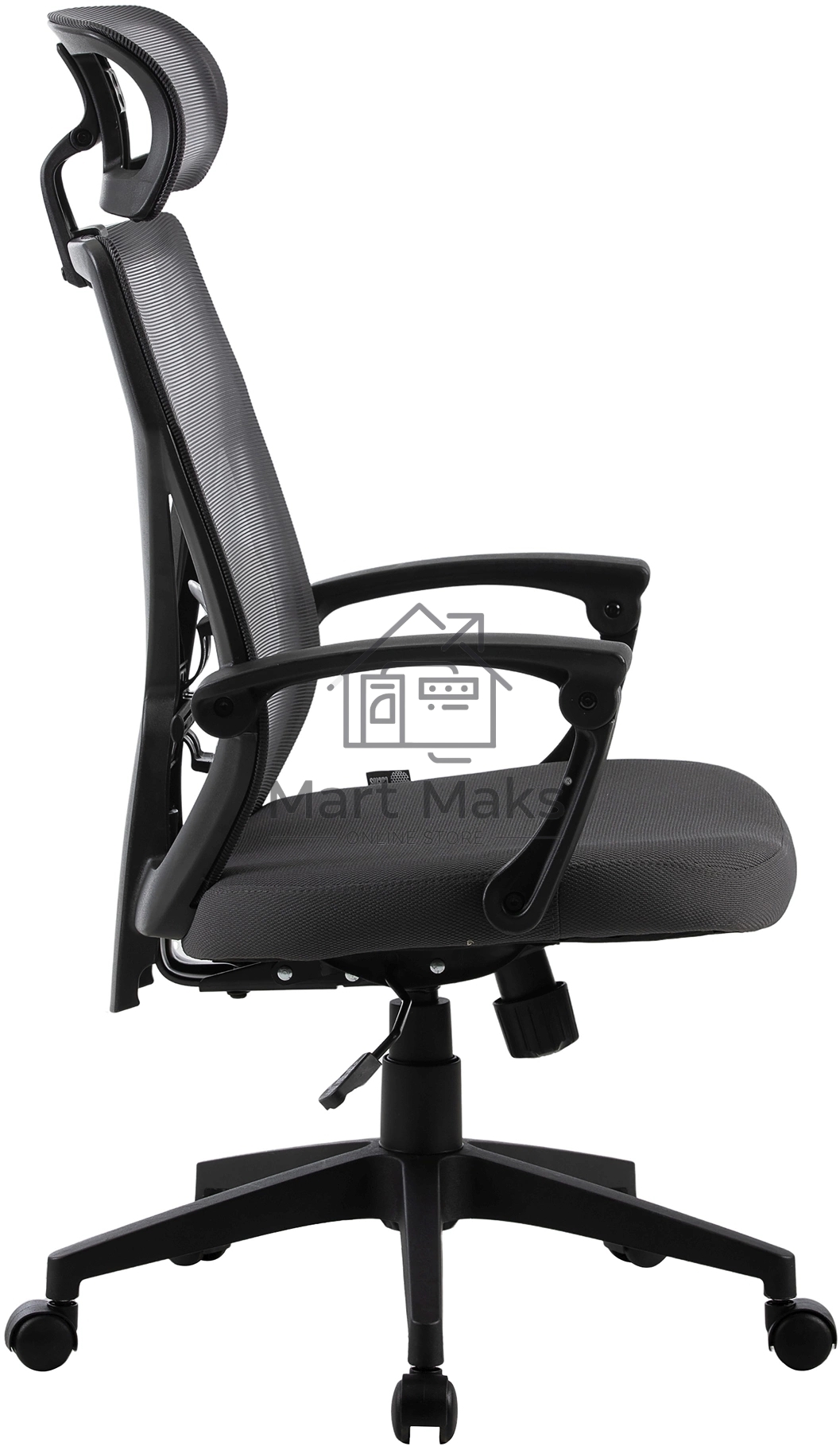 Кресло компьютерное Cactus CS-MC414-GY черный/серый, сетка/ткань, с подголов. крестов. пластик, пластик черный