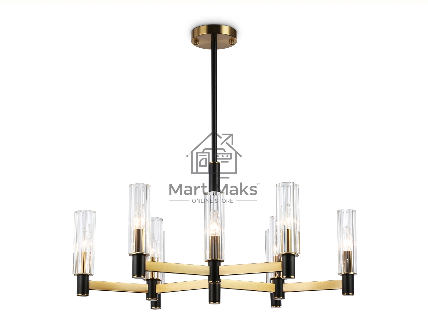 Люстра Ambrella light LH55513/9 BK/BS/CL черный/латунь/прозрачный E14*9 max 40W D760*760