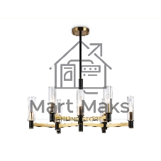 Люстра Ambrella light LH55513/9 BK/BS/CL черный/латунь/прозрачный E14*9 max 40W D760*760