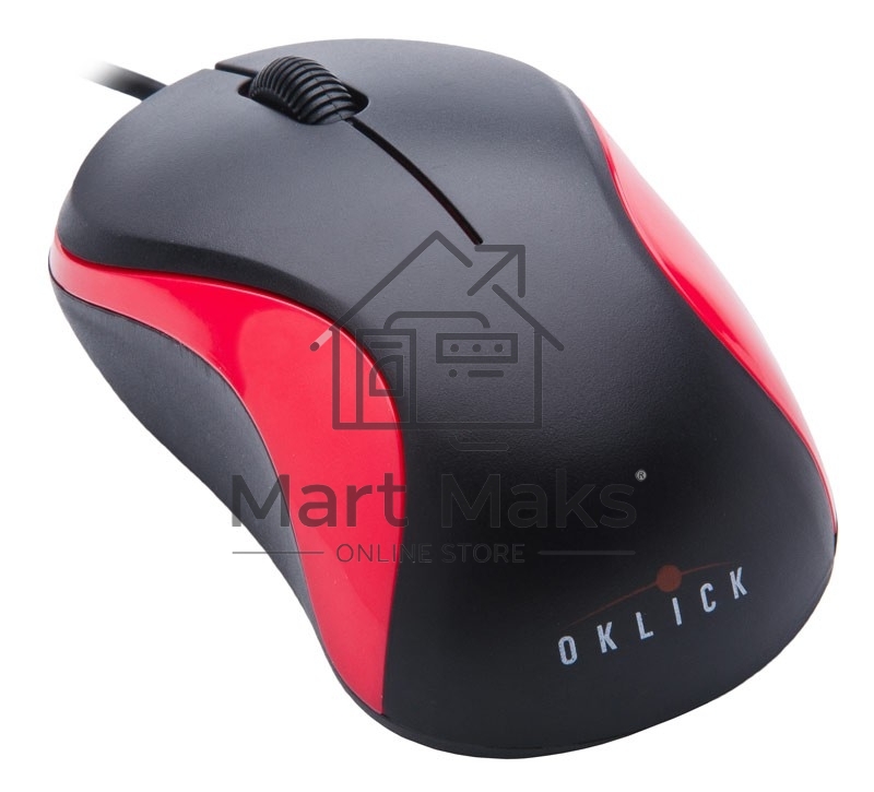 Мышь проводная Oklick 115S черный/красный, 1200 dpi, USB, кнопки - 3