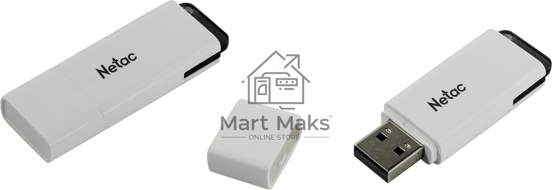 Флешка USB R/W R/W Netac U185 64Gb <NT03U185N-064G-30WH>, USB3.0, с колпачком, пластиковая белая