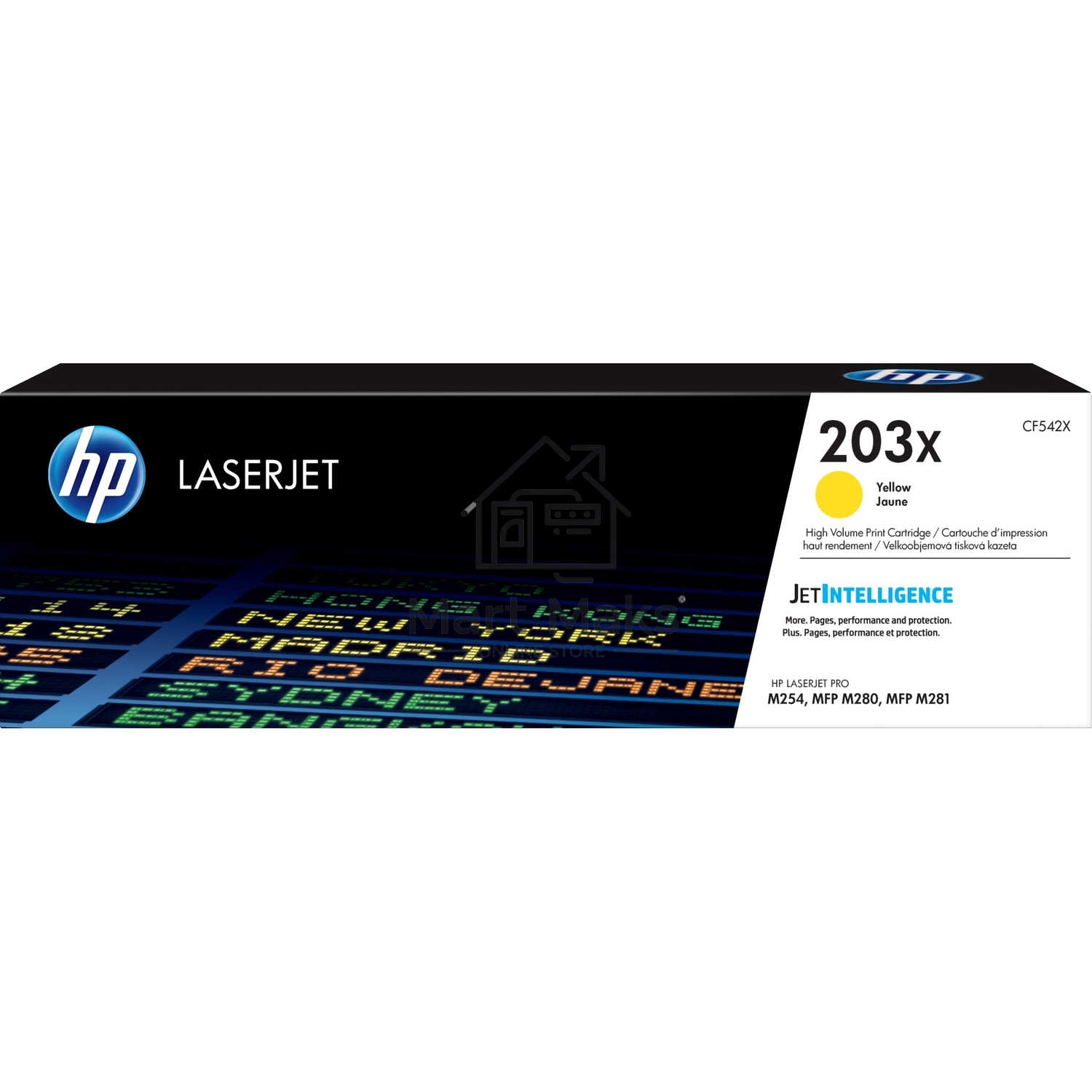 Картридж лазерный HP CF542X (HP 203X) жёлтый для HP LaserJet M254/M280/M281 2500 страниц.