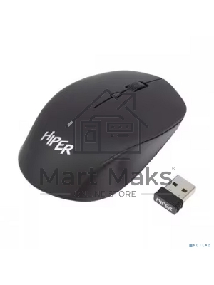 Мышь беспроводная HIPER HOMW-091 черный, 1600 dpi, радиоканал, USB, кнопки - 4