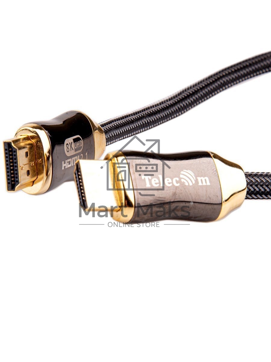 Кабель HDMI 19M/M,ver. 2.1, 8K@60 Hz 2m метал разъемы, нейлоновая оплетка Telecom <TCG300-2M>