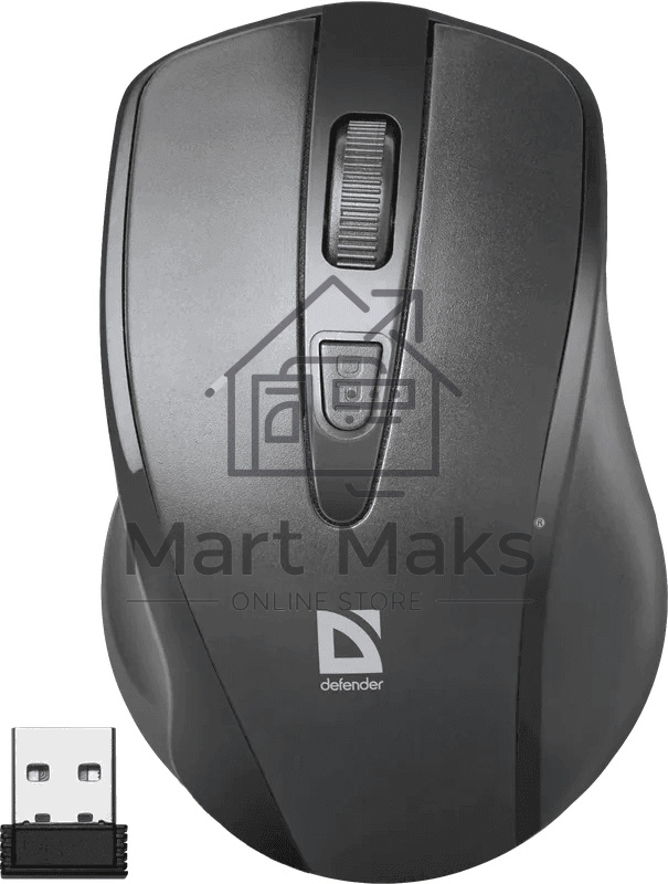 Мышь беспроводная Defender Datum MM-265 черный, 1600 dpi, радиоканал, USB, кнопки - 4