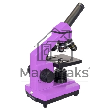 Микроскоп Levenhuk RAINBOW 2L AMETHYST/Аметист Микроскоп с предметным столиком, трехгнездным револьвером, фокусировочным механизмом, двумя источниками света с регулировкой яркости Монокулярная насадка Объективы: 4х, 10х, 40х, Увеличение микроскопа: 64-640x